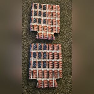 2 Like New BUDWEISER 12 oz BEER CAN WRAP COOLERS KOOZIES w/ American Flag Design